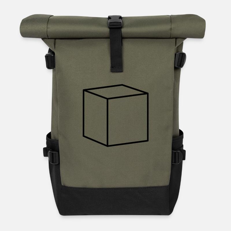 Cube noir - Sac à dos roll top - olive/noir