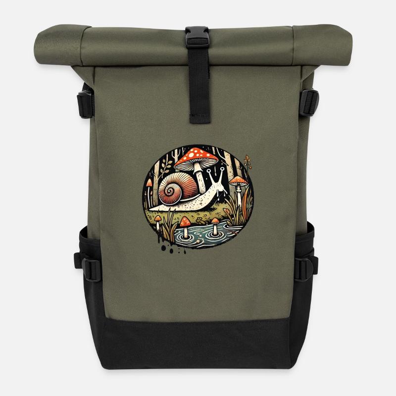 Schnecke - Rolltop Rucksack - Olive/Schwarz