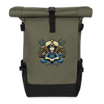 Boy from the village logo - Roll Top Backpack - olive/black - Front