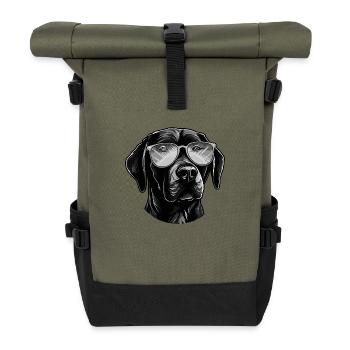 Labrador Hund Hipster Cool Party - Rolltop Rucksack - Olive/Schwarz - Vorne