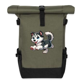 Siberian Husky - Roll Top Backpack - olive/black - Front