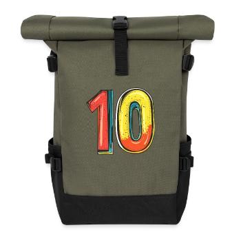 10 Zahl Bunt - Rolltop Rucksack - Olive/Schwarz - Vorne