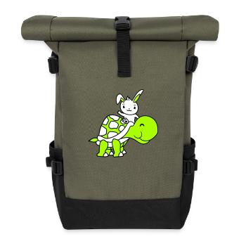 Lapin Grande Tortue Géante Chevauchant Ondulant Mignon - Sac à dos roll top - olive/noir - Devant