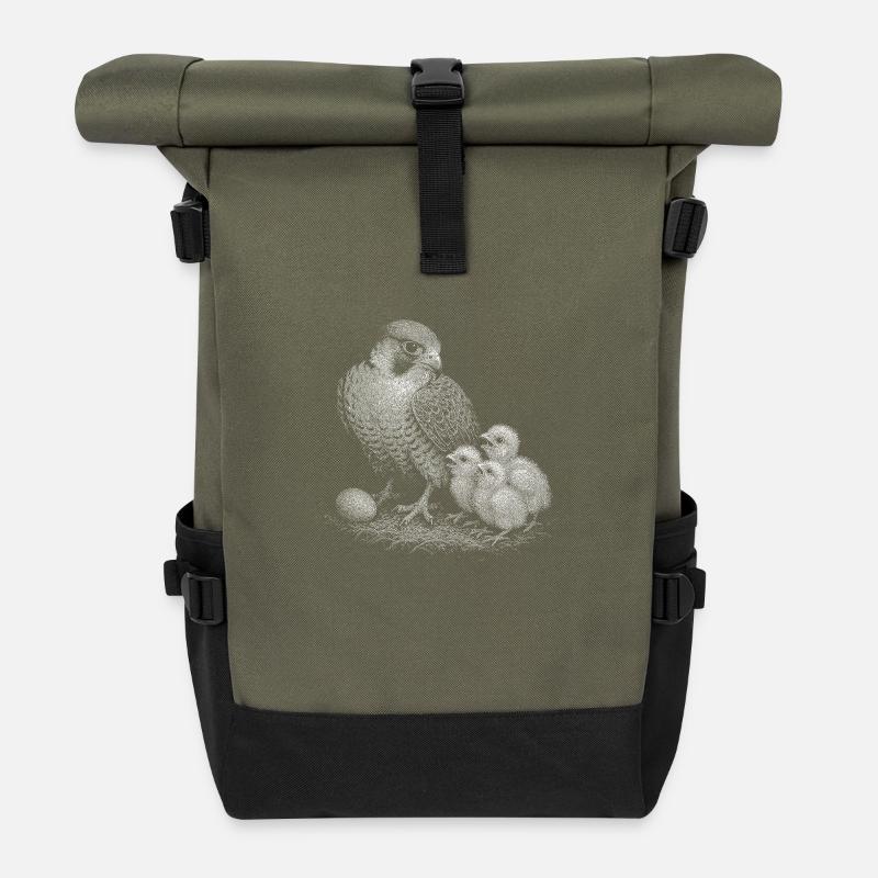 Peregrine falcon - Roll Top Backpack - olive/black