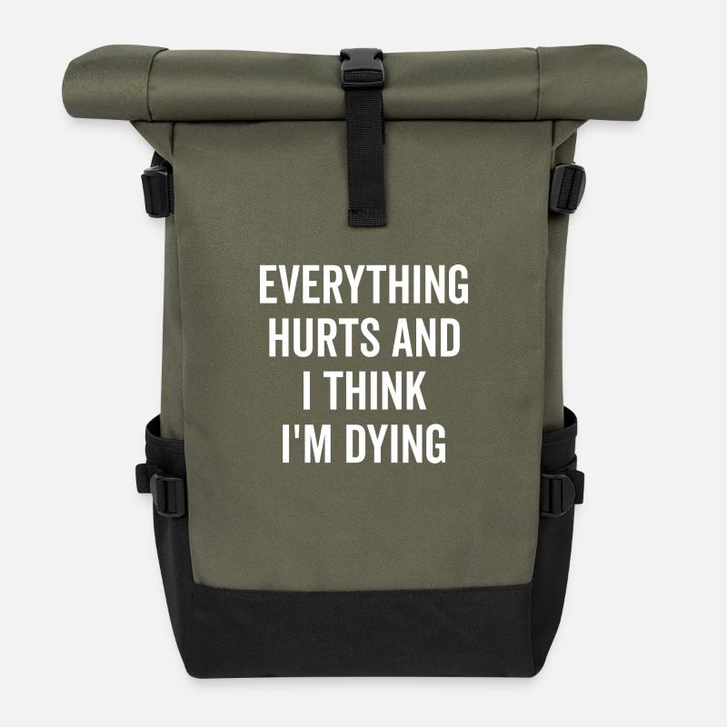 Alles tut weh und ich glaube, ich sterbe - Rolltop Rucksack - Olive/Schwarz