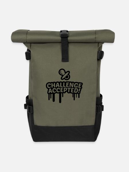 Schnuller Challenge accepted 1c - Rolltop Rucksack - Olive/Schwarz