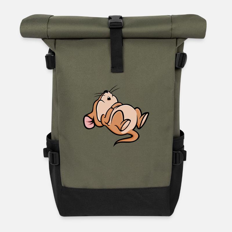 Schlafen Maus - Rolltop Rucksack - Olive/Schwarz
