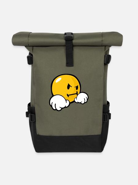 Smiley Stubborn - Rolltop Rucksack - Olive/Schwarz
