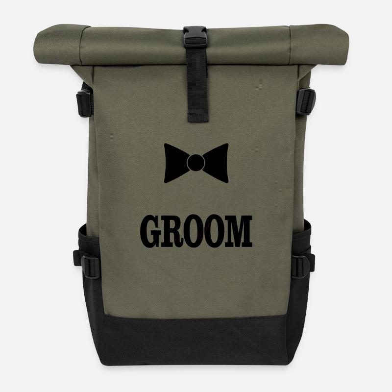 groom bowtie - Rolltop Rucksack - Olive/Schwarz