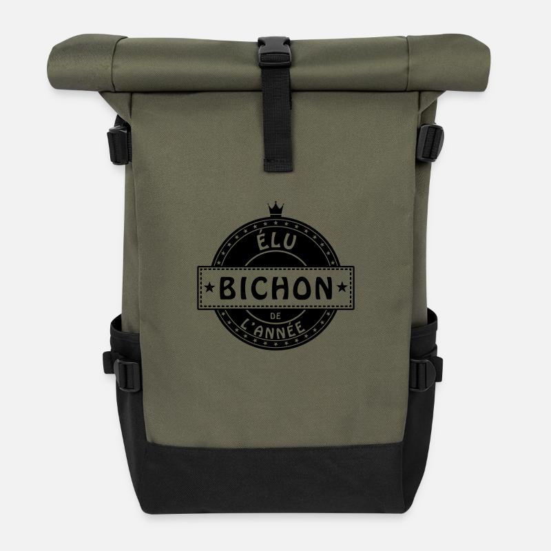elu bichon - Sac à dos roll top - olive/noir