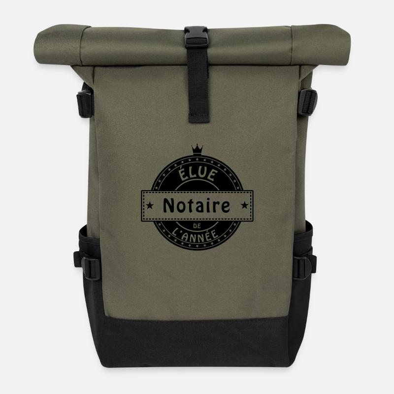 elue notaire - Sac à dos roll top - olive/noir