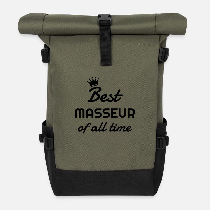 Massage / Masseur / Masseuse / Job - Rolltop Rucksack - Olive/Schwarz