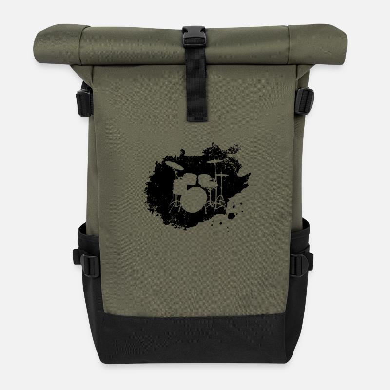 batterie splat - Sac à dos roll top - olive/noir