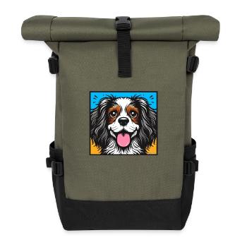 King Charles Cavalier Pop art - Roll Top Backpack - olive/black - Front