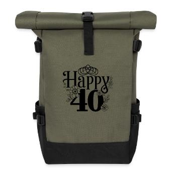 40th Birthday - Roll Top Backpack - olive/black - Front
