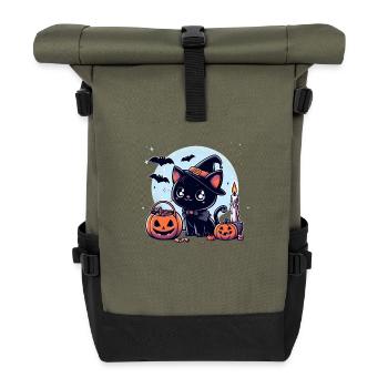 Kitty halloween - Sac à dos roll top - olive/noir - Devant