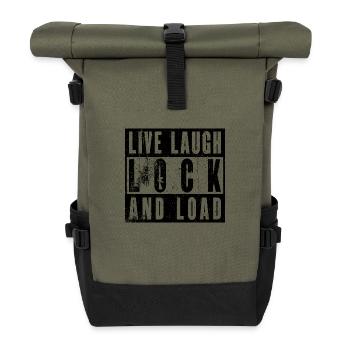 Power for Women - « Live Laugh Lock And Load » - Sac à dos roll top - olive/noir - Devant