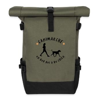 Canimarche femme canirando avec chien - Sac à dos roll top - olive/noir - Devant