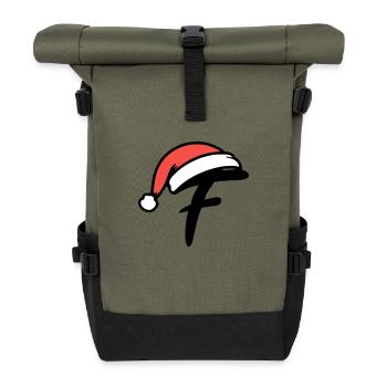 Buchstabe F weihnachtlich - Rolltop Rucksack - Olive/Schwarz - Vorne