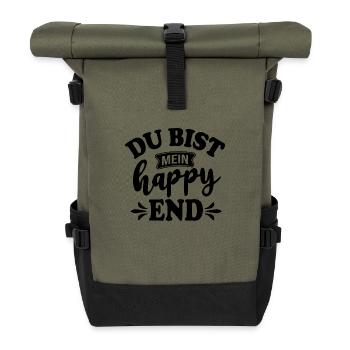 Du bist mein Happy End - Rolltop Rucksack - Olive/Schwarz - Vorne
