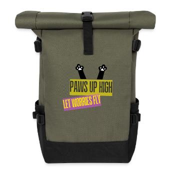 PAWS UP HIGH - Rolltop Rucksack - Olive/Schwarz - Vorne