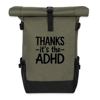 danke, es ist ADHS - Rolltop Rucksack - Olive/Schwarz - Vorne