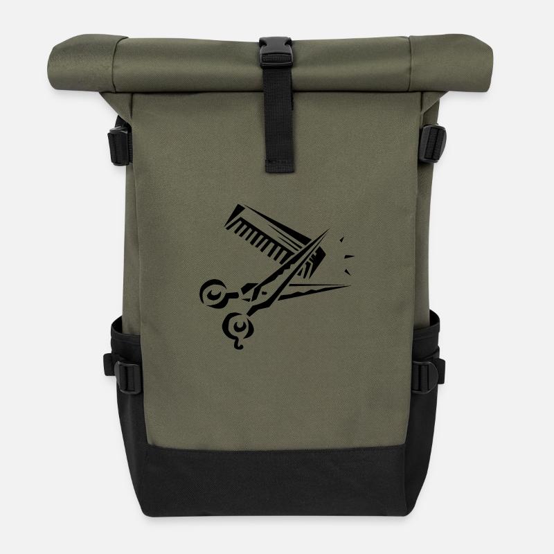 Sissors & peigne - Sac à dos roll top - olive/noir