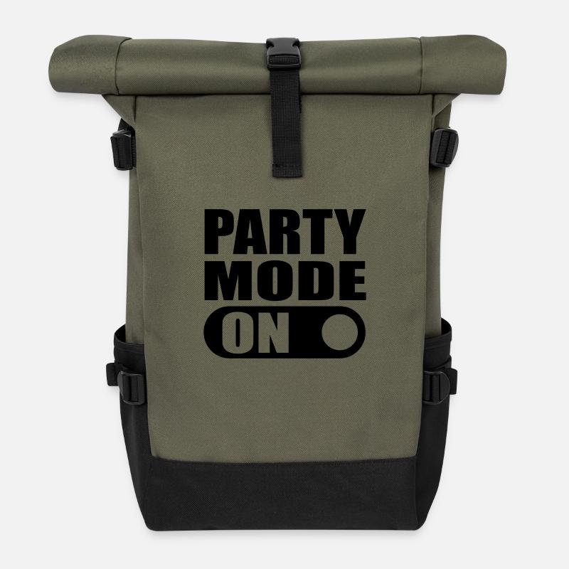 party mode on - Roll Top Backpack - olive/black
