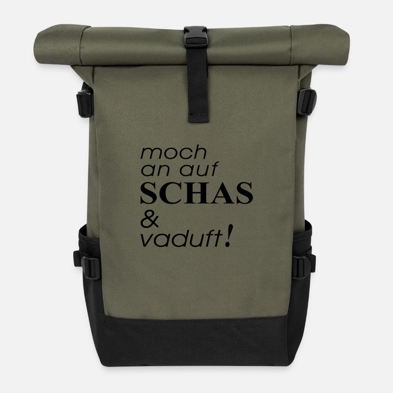 moch an auf Schas - Rolltop Rucksack - Olive/Schwarz