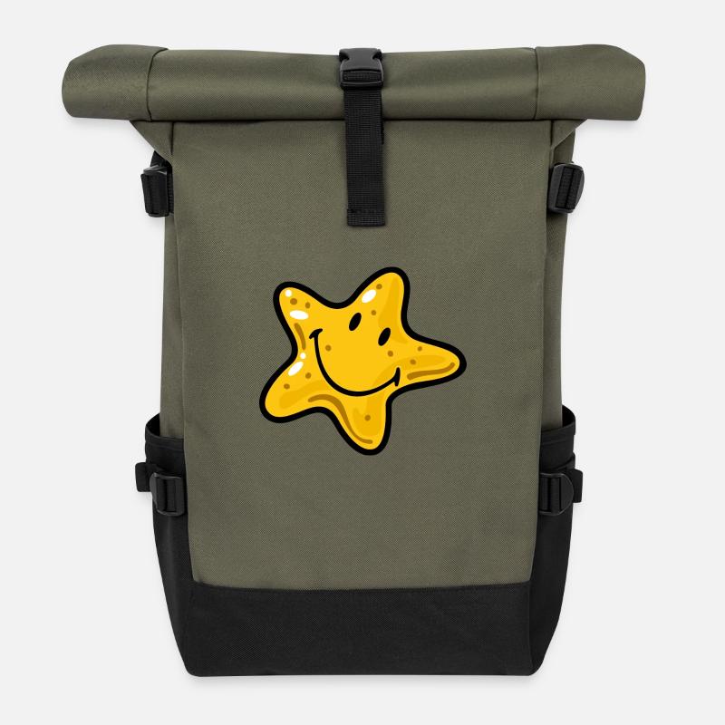 Smiley Star Fish - Rolltop Rucksack - Olive/Schwarz