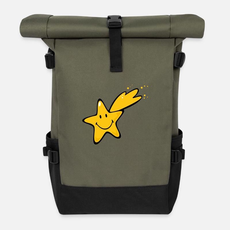 Smiley Shooting Star - Rolltop Rucksack - Olive/Schwarz