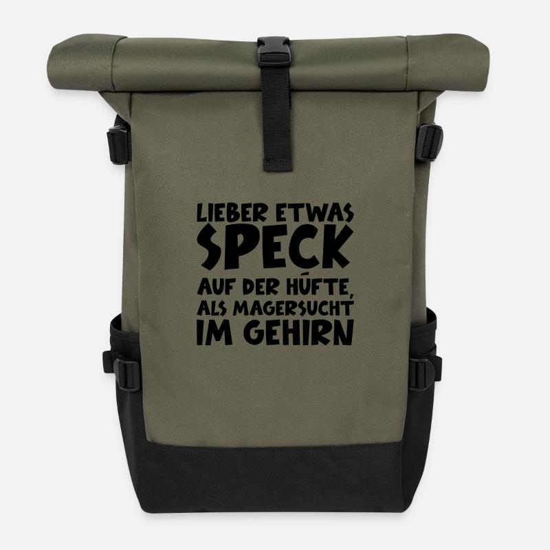 Lustiger Spruch Bild Witzig Humor Geschenkidee - Rolltop Rucksack - Olive/Schwarz