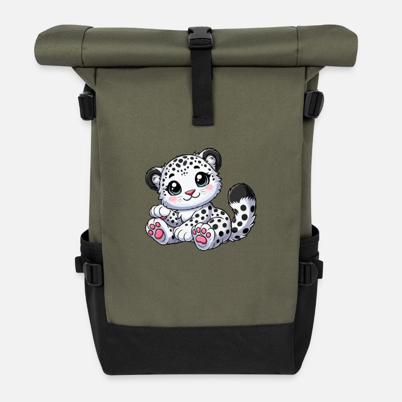 Schneeleopard - Rolltop Rucksack - Olive/Schwarz