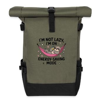 Lazy Sloth Energy Saving - Roll Top Backpack - olive/black - Front