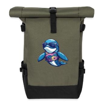 Baleine Drôle Été - Sac à dos roll top - olive/noir - Devant