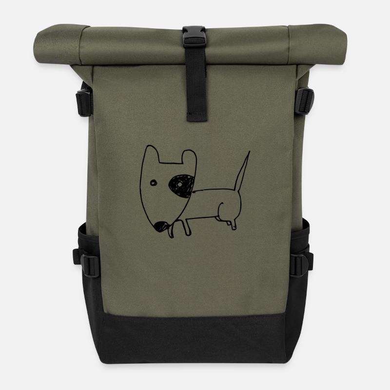 chien mignon - Sac à dos roll top - olive/noir