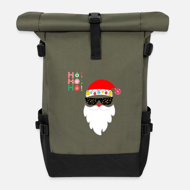 HO HO HO - Rolltop Rucksack - Olive/Schwarz