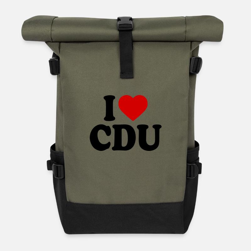 I love cdu - Rolltop Rucksack - Olive/Schwarz