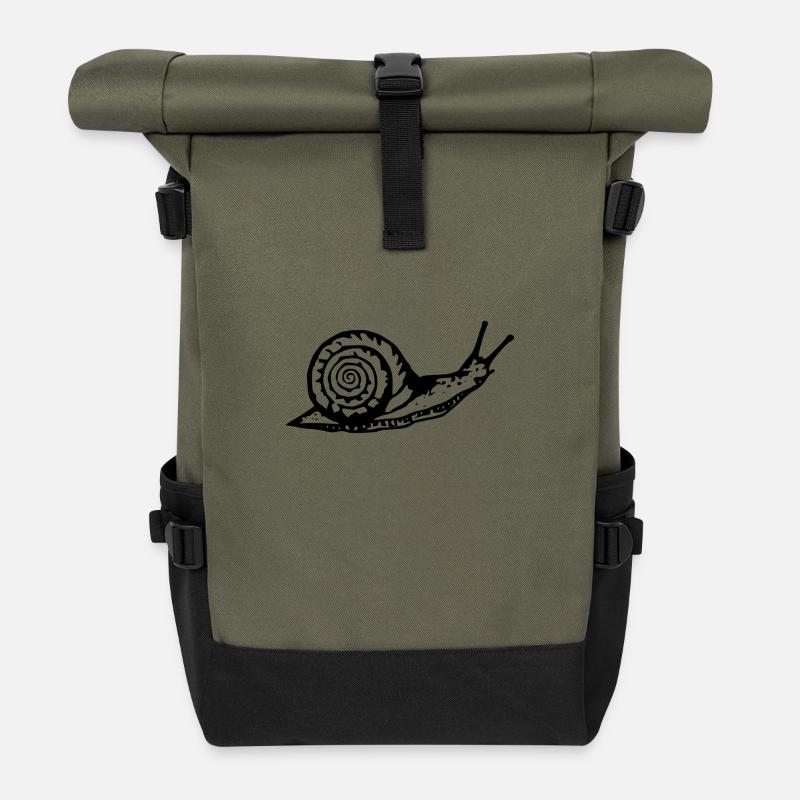 Snail black and withe - Rolltop Rucksack - Olive/Schwarz
