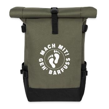 Gemeinsam Barfuß: Mut zur Freiheit - Rolltop Rucksack - Olive/Schwarz - Vorne