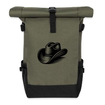 Klassische Cowboyhut Illustration im Western Style - Rolltop Rucksack - Olive/Schwarz - Vorne