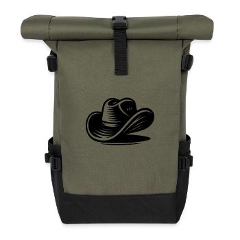 Klassische Cowboyhut Illustration im Western Style - Rolltop Rucksack - Olive/Schwarz - Vorne