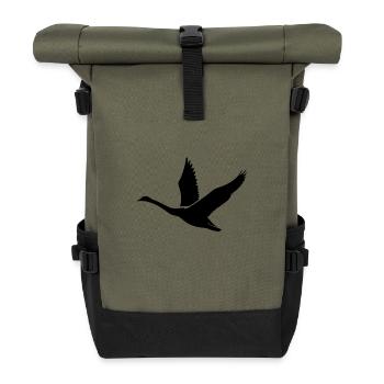 Schwan mit Flügeln Tattoo - Rolltop Rucksack - Olive/Schwarz - Vorne