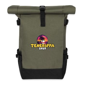 Tenerife 2025 Palm Trees Multicoloured - Roll Top Backpack - olive/black - Front