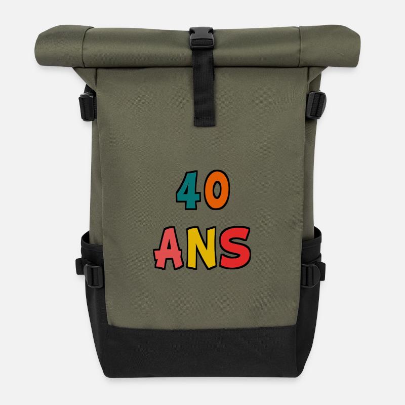 40. 40 ANS. 40e ANNIVERSAIRE. ANNIVERSAIRE 40 ANS. - Sac à dos roll top - olive/noir