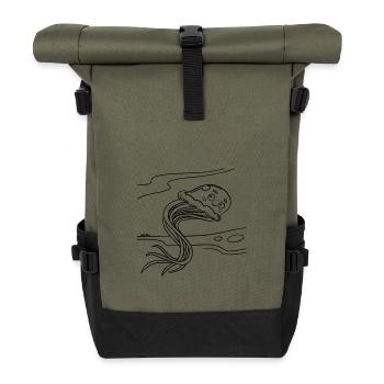 Ausmalspaß mit Qualle für Kinderbekleidung & mehr - Rolltop Rucksack - Olive/Schwarz - Vorne