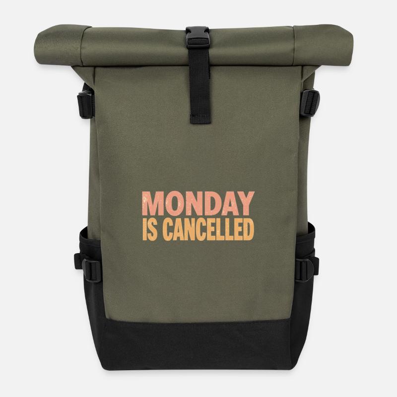 Monday is Cancelled - Roll Top Backpack - olive/black