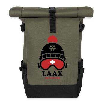 Laax ski resort Switzerland Alps - Roll Top Backpack - olive/black - Front