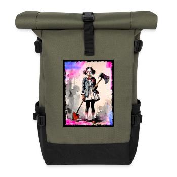 Wanna play? - Roll Top Backpack - olive/black - Front