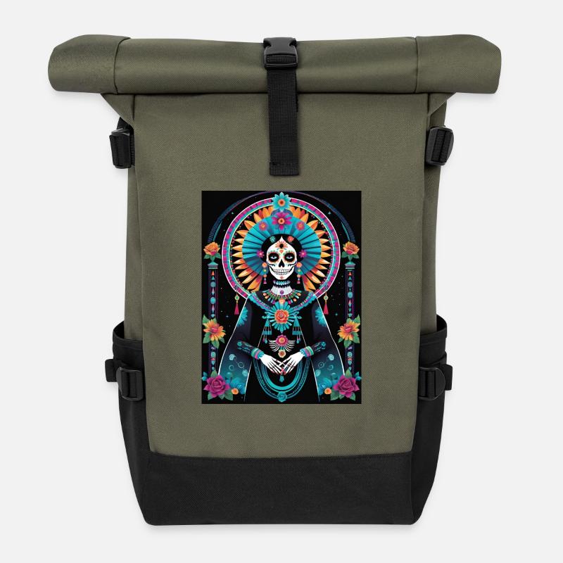 LA CATRINA DELUXE - Rolltop Rucksack - Olive/Schwarz